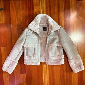 Bershka Gray Faux Shearling Coat, M